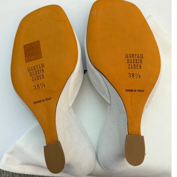White Wedge Heels Barbie Leather Italian Made MARYAM NASSIR ZADEH Lido Pearl - Picture 6 of 6